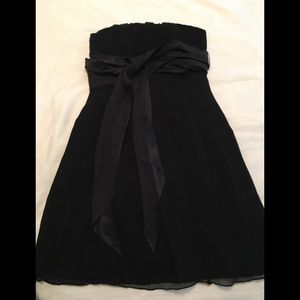 Black silk strapless dress vintage made in USA S
